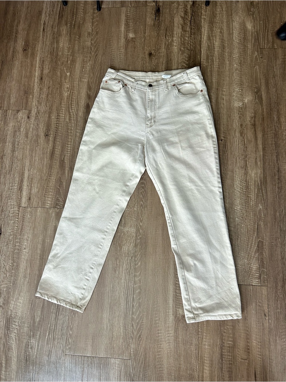 Jordache Cream Relaxed Straight Leg Jeans